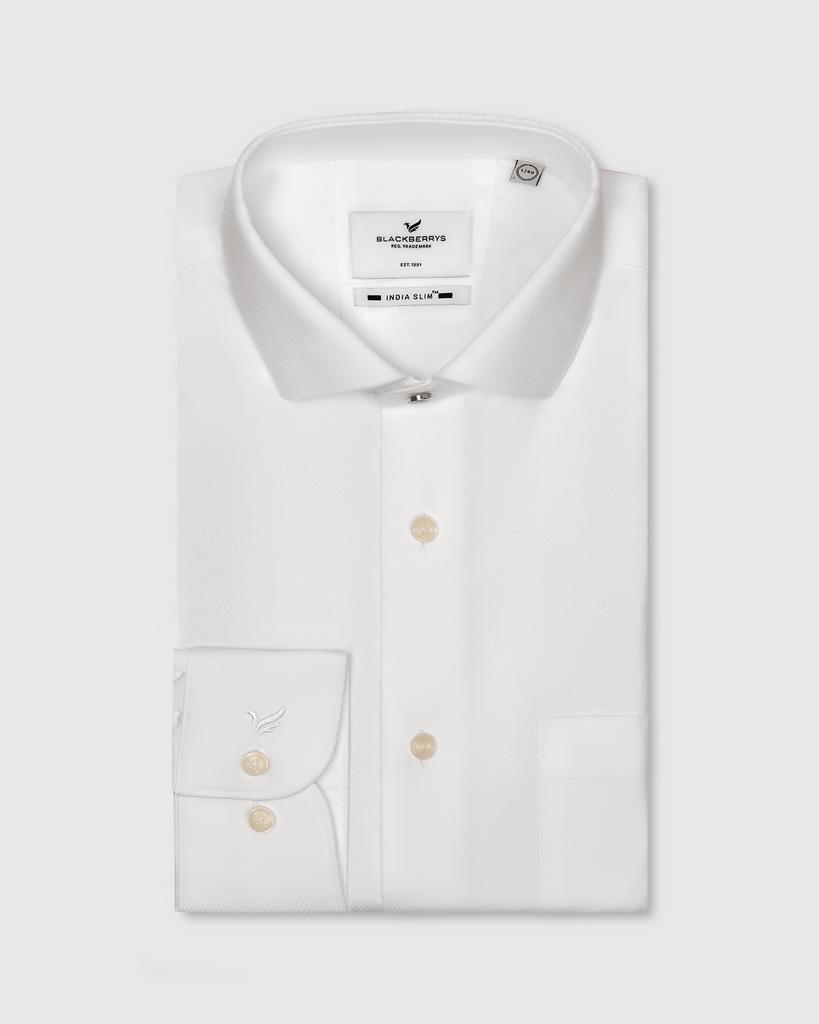 Formal Super White Textured Shirt - Pine