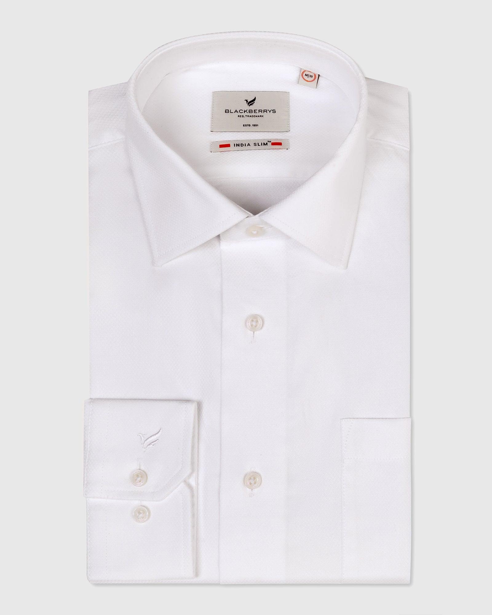 Formal White Textured Shirt - Warren - Blackberrys