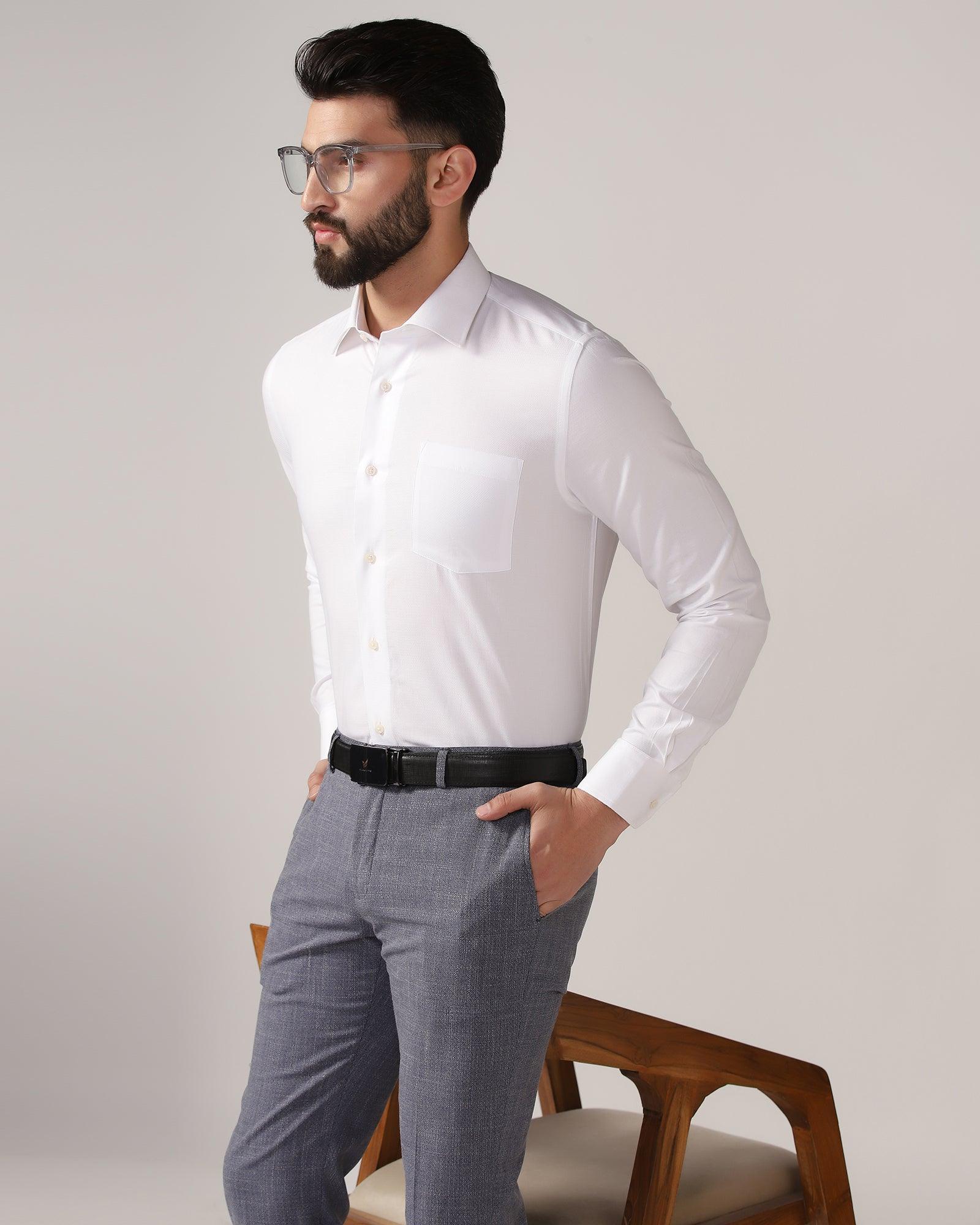 Formal White Textured Shirt - Warren - Blackberrys
