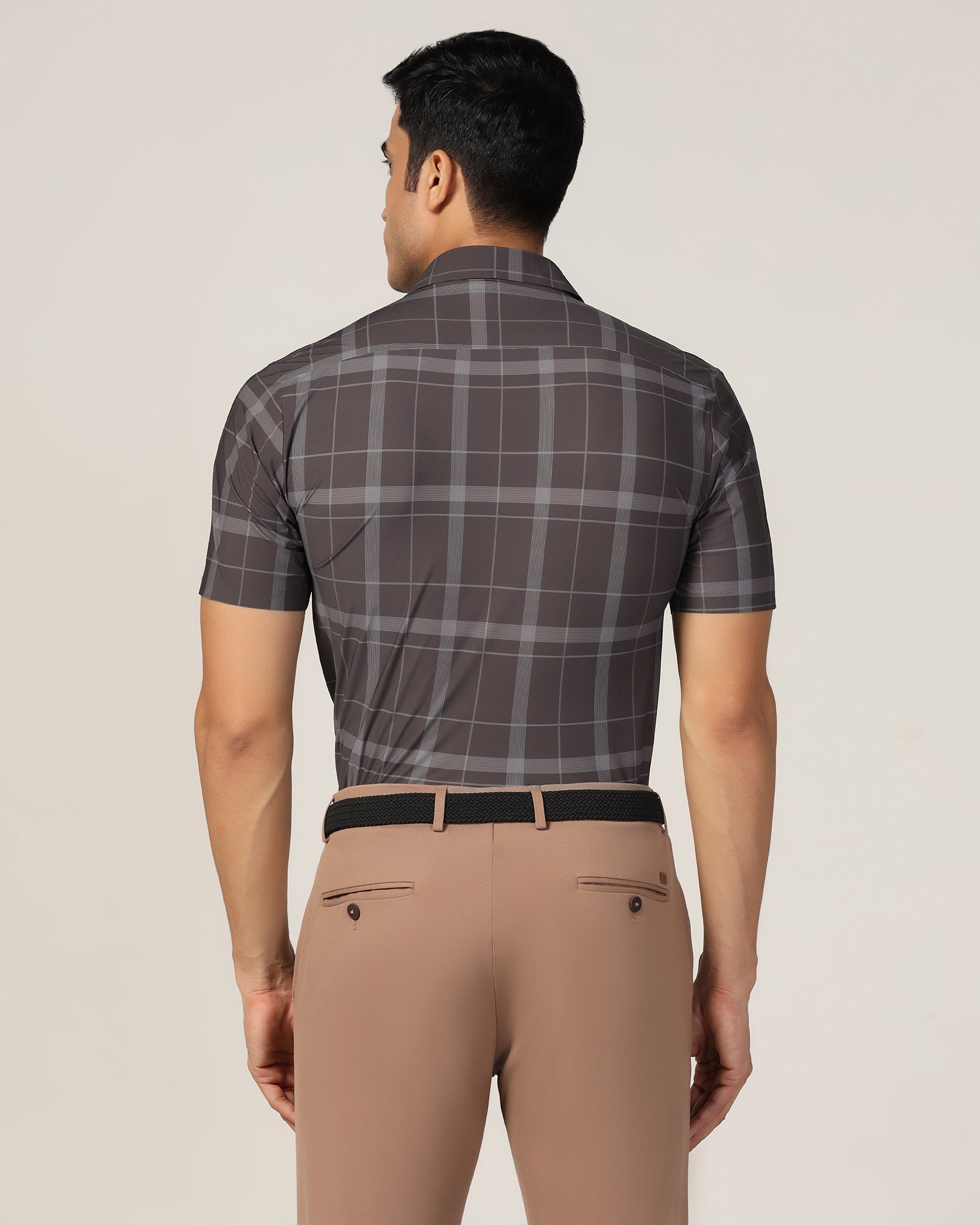 TechPro Formal Half Sleeve Wine Check Shirt - Shelby