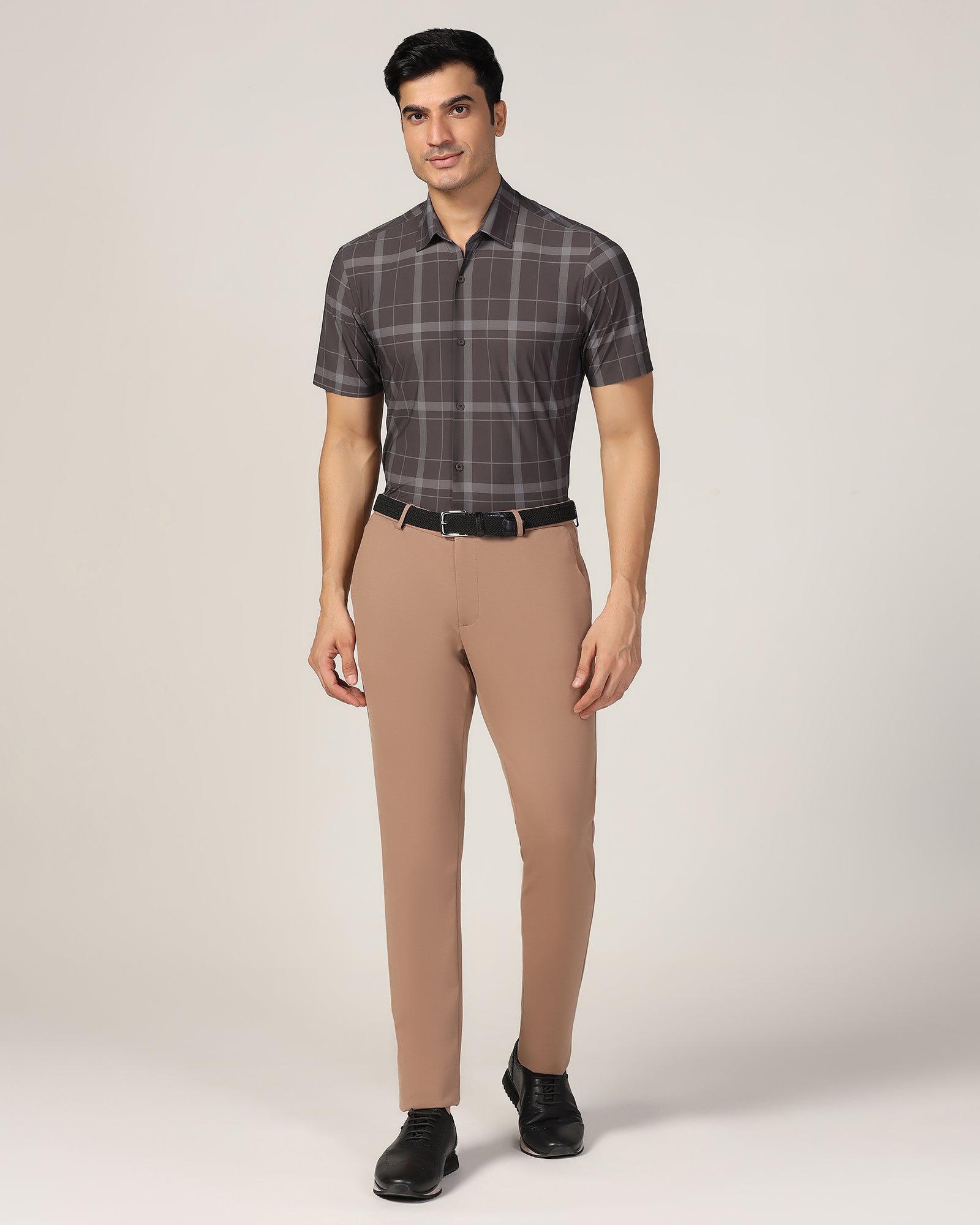 TechPro Formal Half Sleeve Wine Check Shirt - Shelby