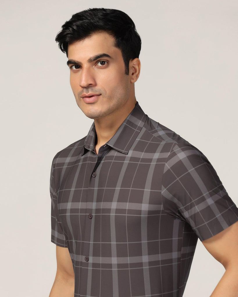 TechPro Formal Half Sleeve Wine Check Shirt - Shelby