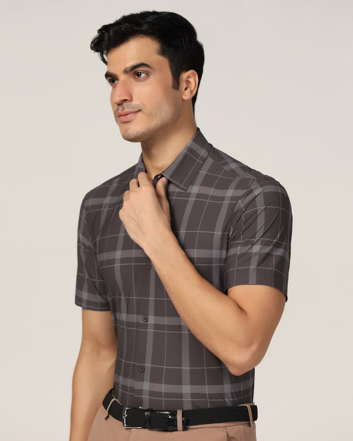 TechPro Formal Half Sleeve Wine Check Shirt - Shelby