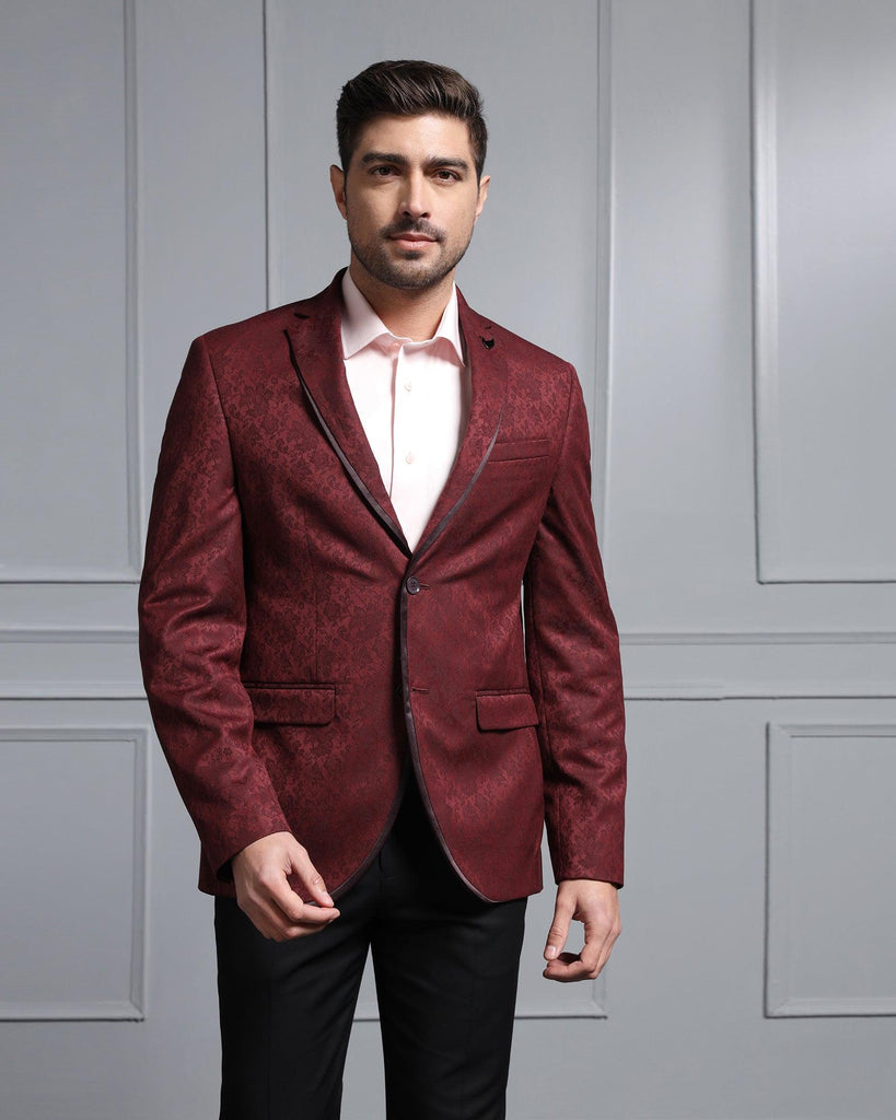 Formal Wine Printed Blazer - Carren