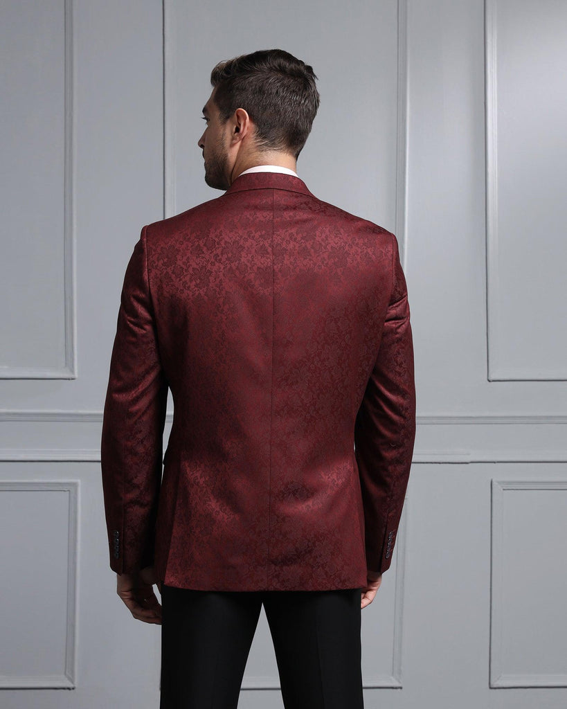 Formal Wine Printed Blazer - Carren