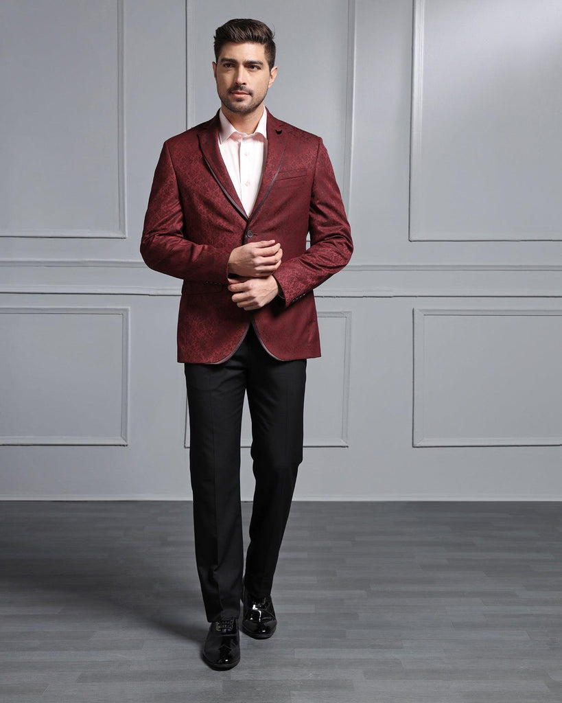 Formal Wine Printed Blazer - Carren