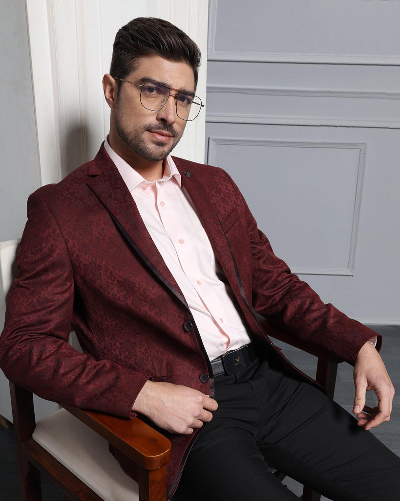 Formal Wine Printed Blazer - Carren