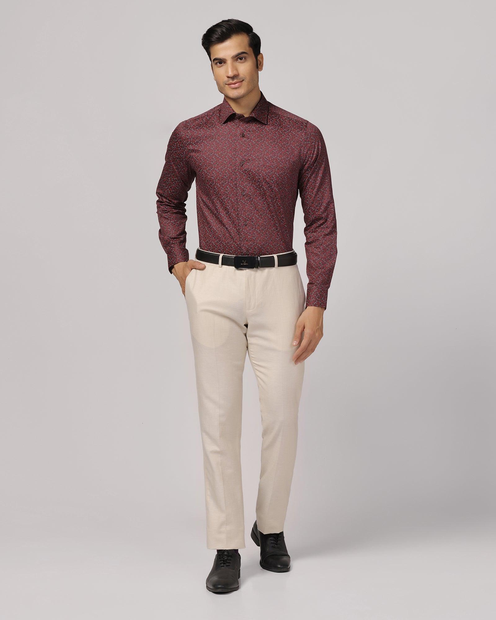 Formal Wine Printed Shirt - Govic - Blackberrys