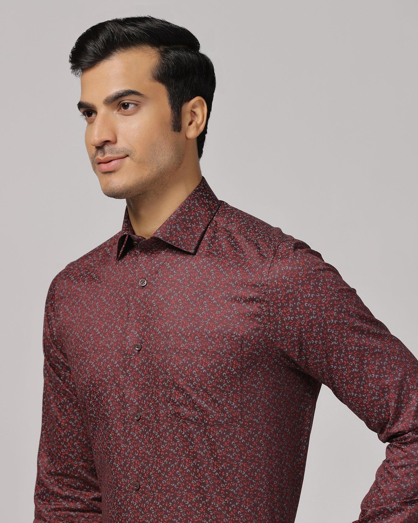 Formal Wine Printed Shirt - Govic - Blackberrys