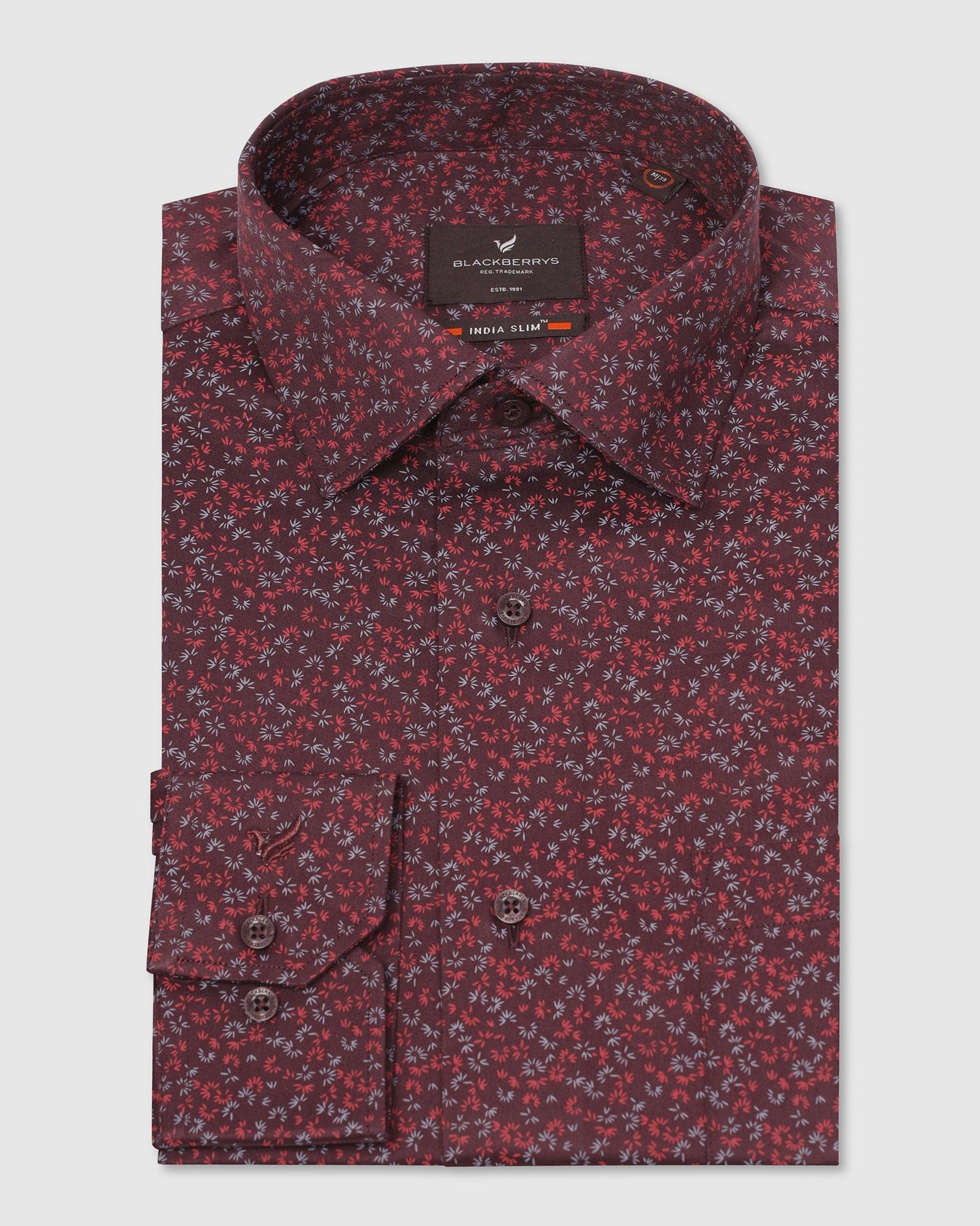Formal Wine Printed Shirt - Govic - Blackberrys