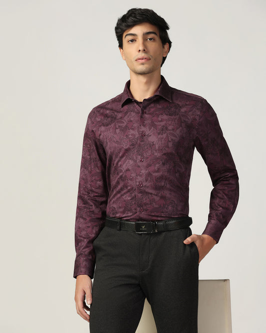 Formal Wine Printed Shirt - Iwaki