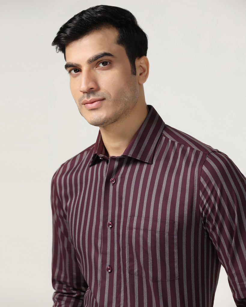 Formal Wine Stripe Shirt - Prism