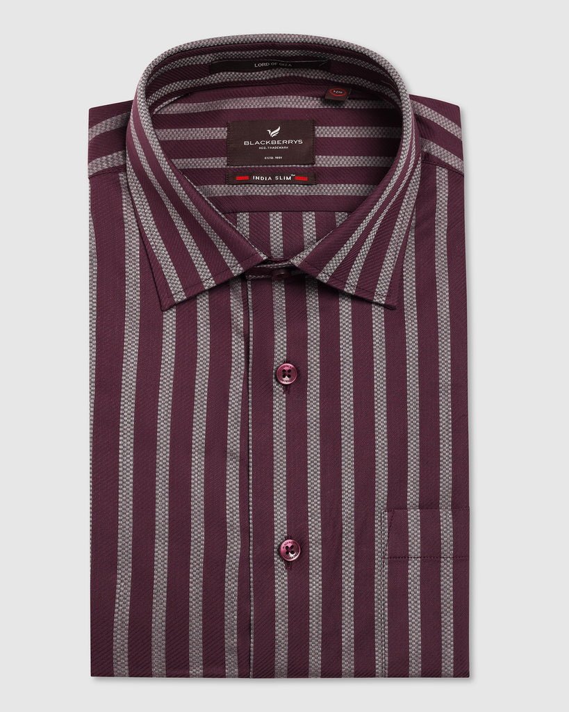 Formal Wine Stripe Shirt - Prism