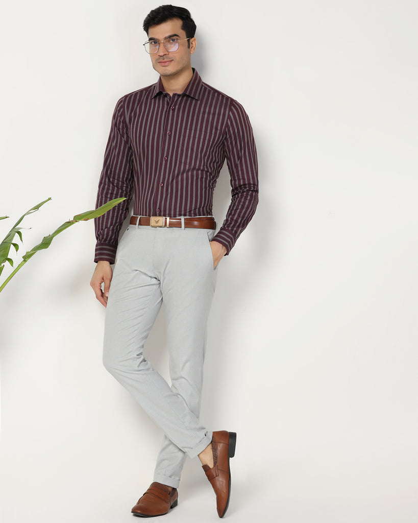 Formal Wine Stripe Shirt - Prism