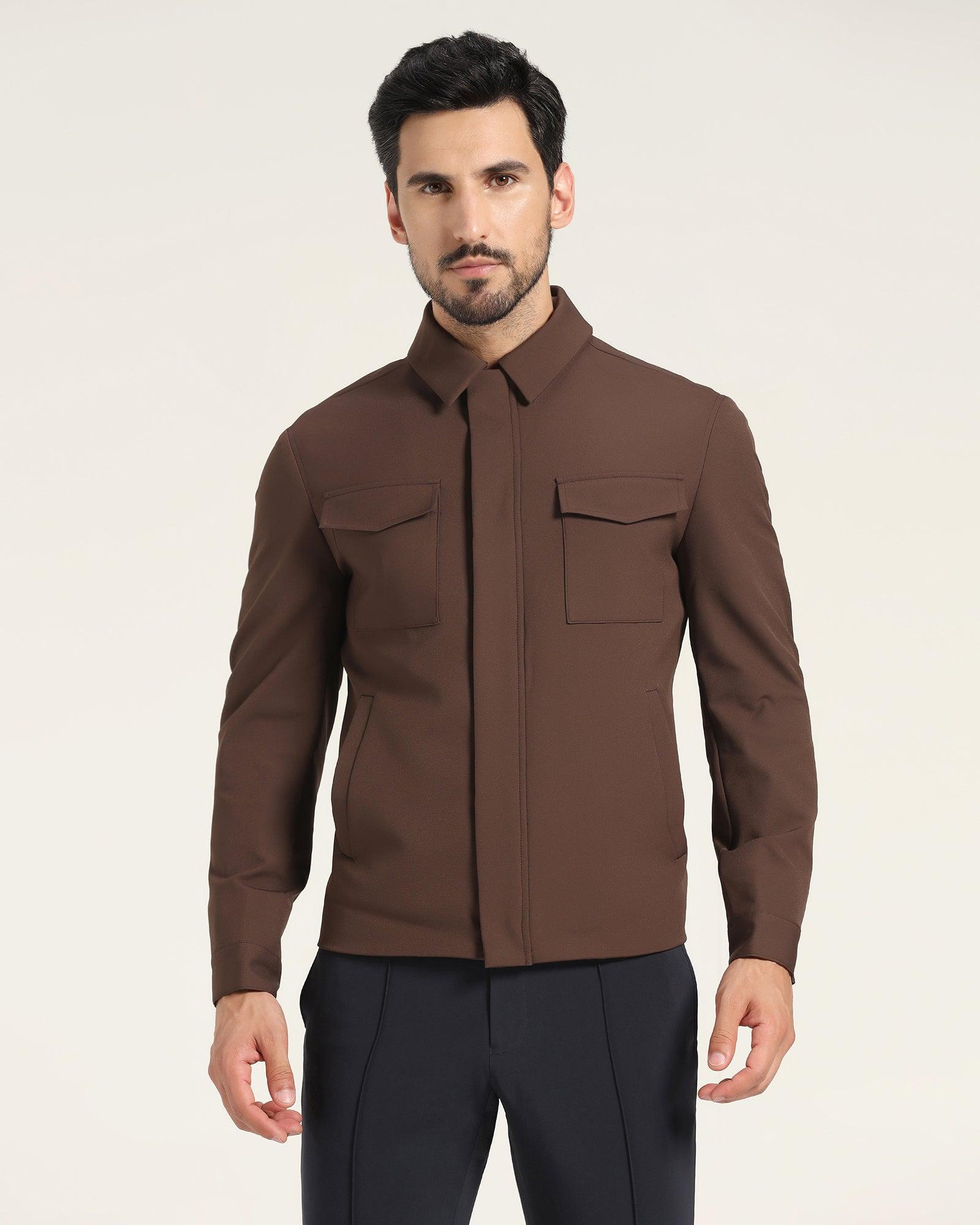 TechPro Formal Zipper Jacket In Brown (Demeter) - Blackberrys