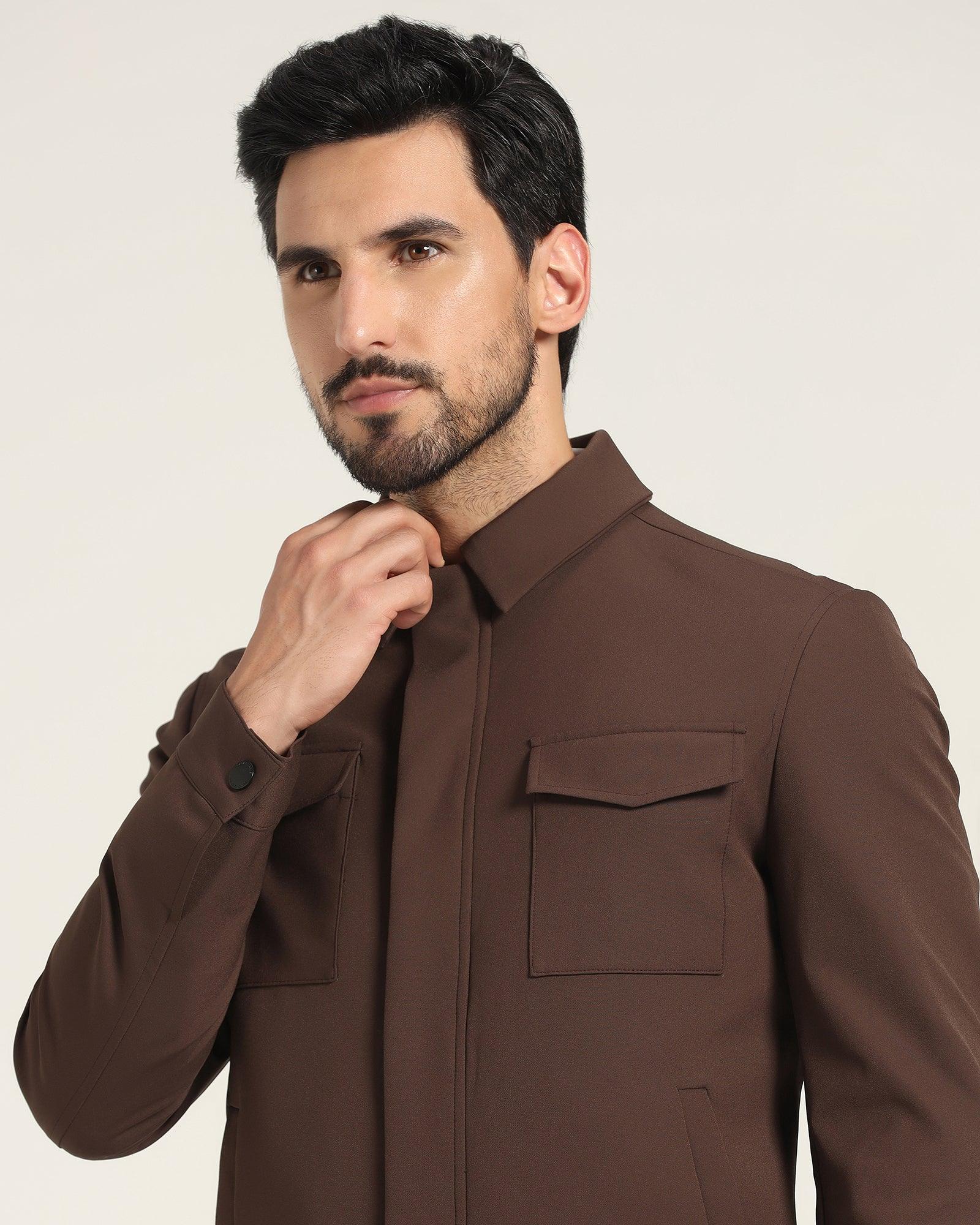 TechPro Formal Zipper Jacket In Brown (Demeter) - Blackberrys