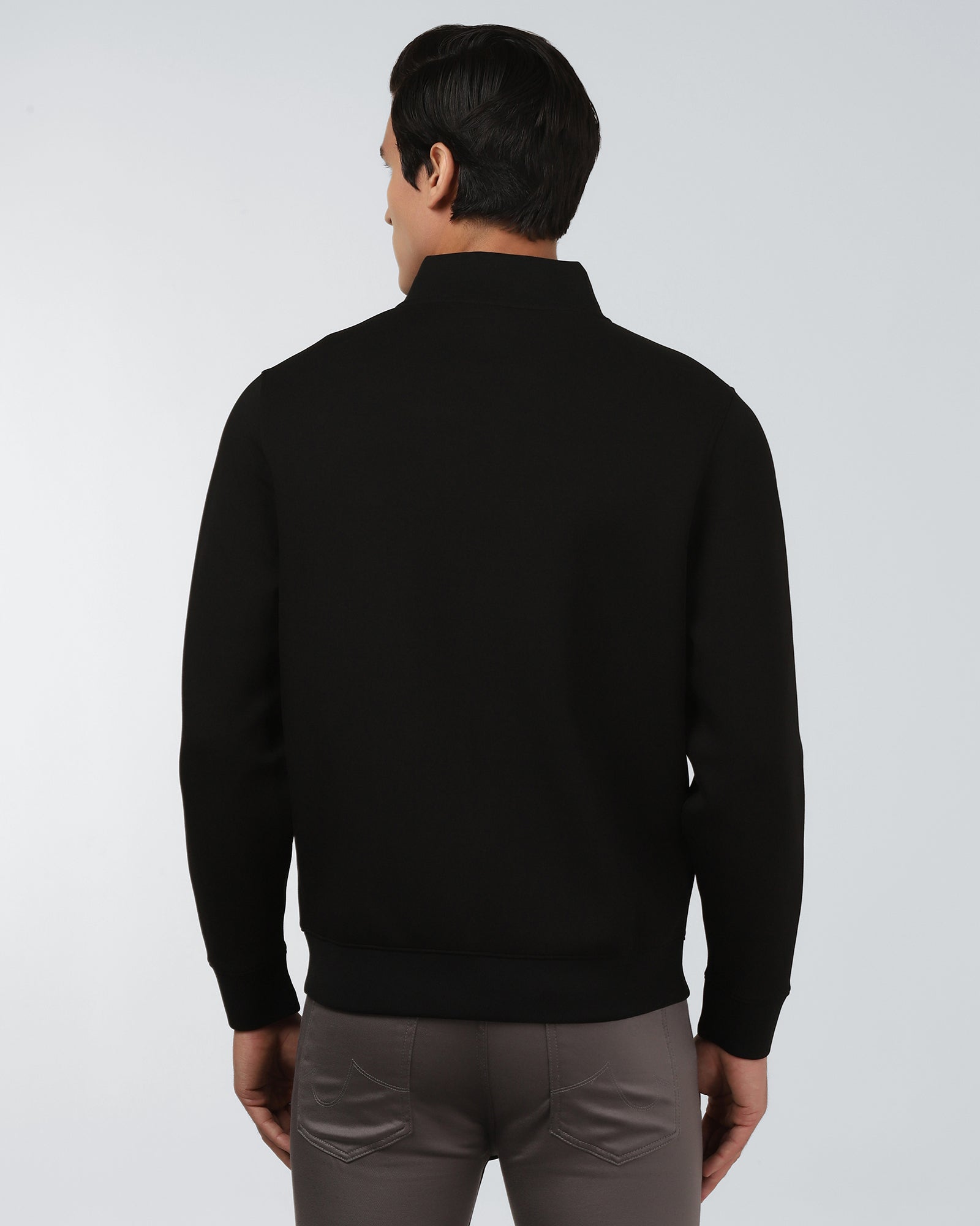 High Neck Black Solid Sweatshirt - Ryukk