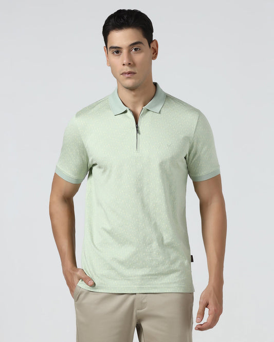Frost Green Textured Polo - Sky