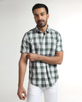 Green Half Sleeve Check Shirt - Bergen