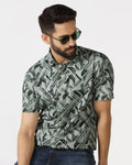 Green Half Sleeve Printed Shirt - Volmer