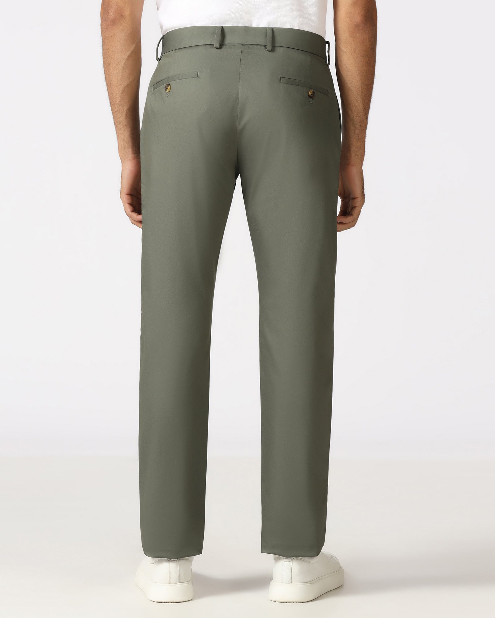 Green Non Iron Solid Khakis - Peter
