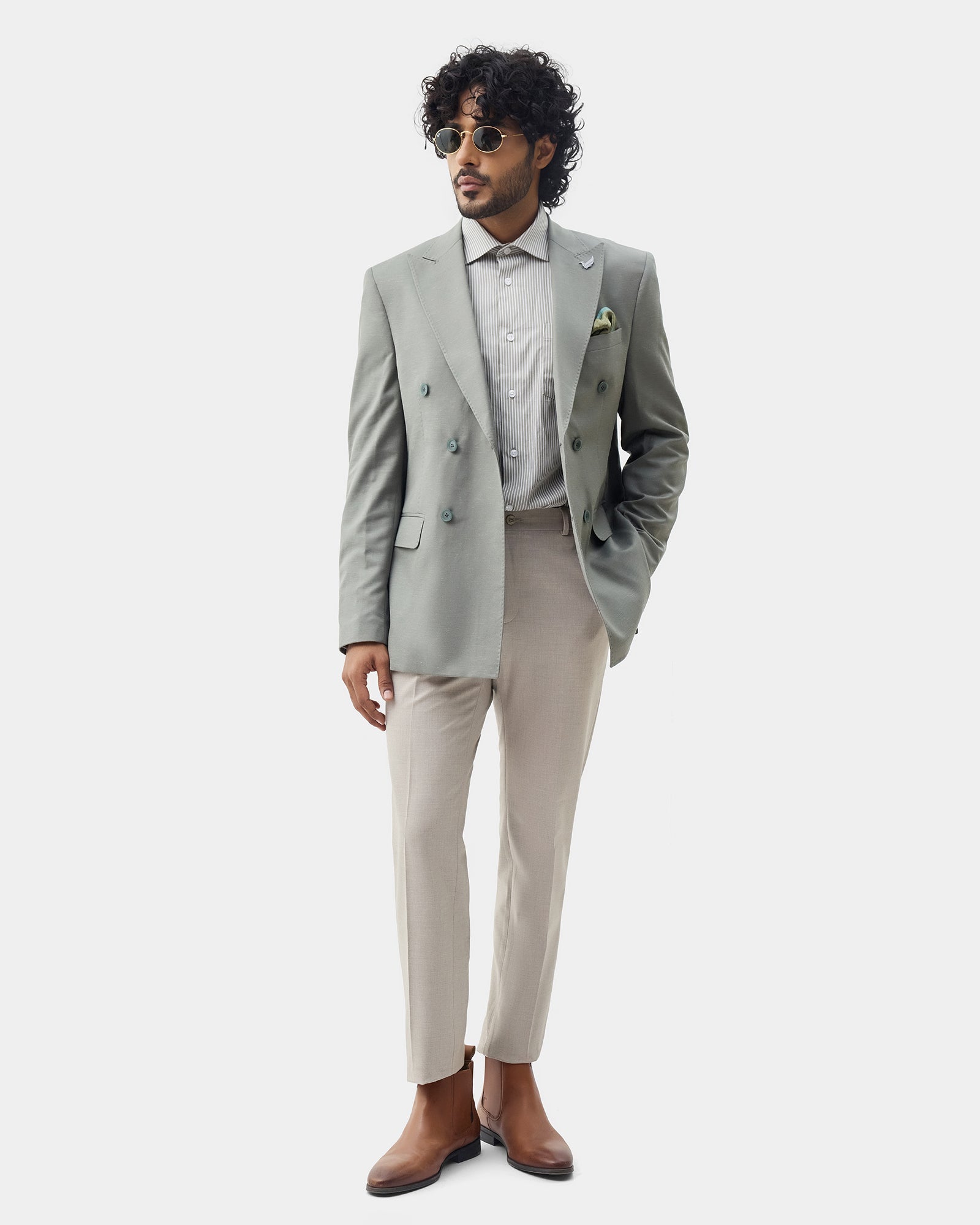 Green Solid Blazer - Shizu