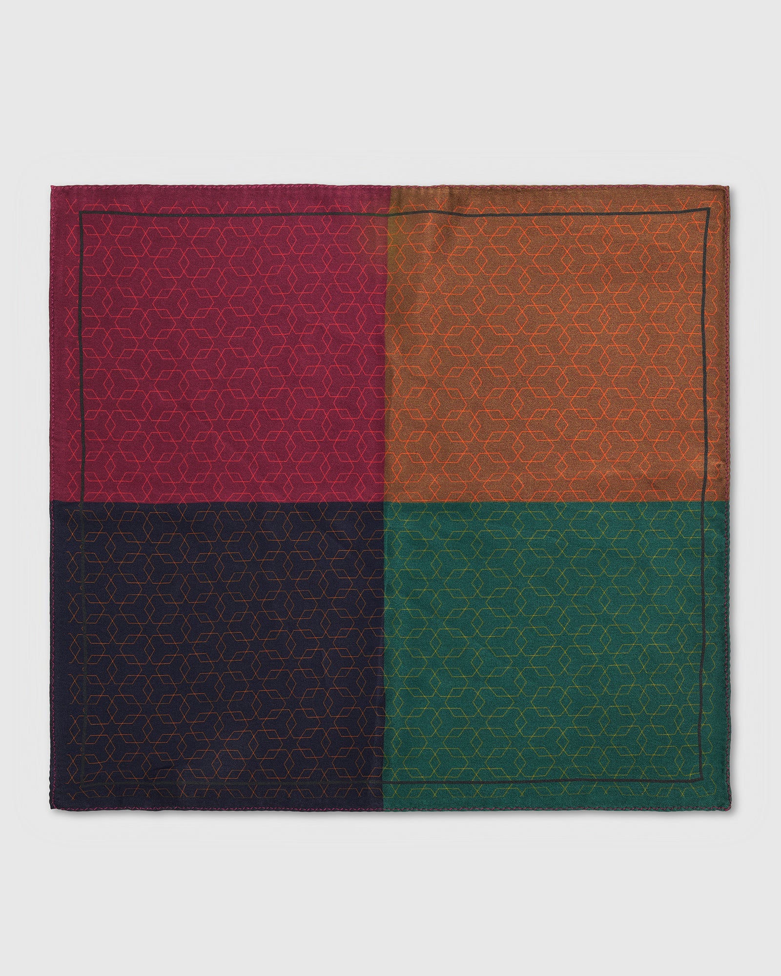 Green Printed 100% Silk Pocket Square - Washio
