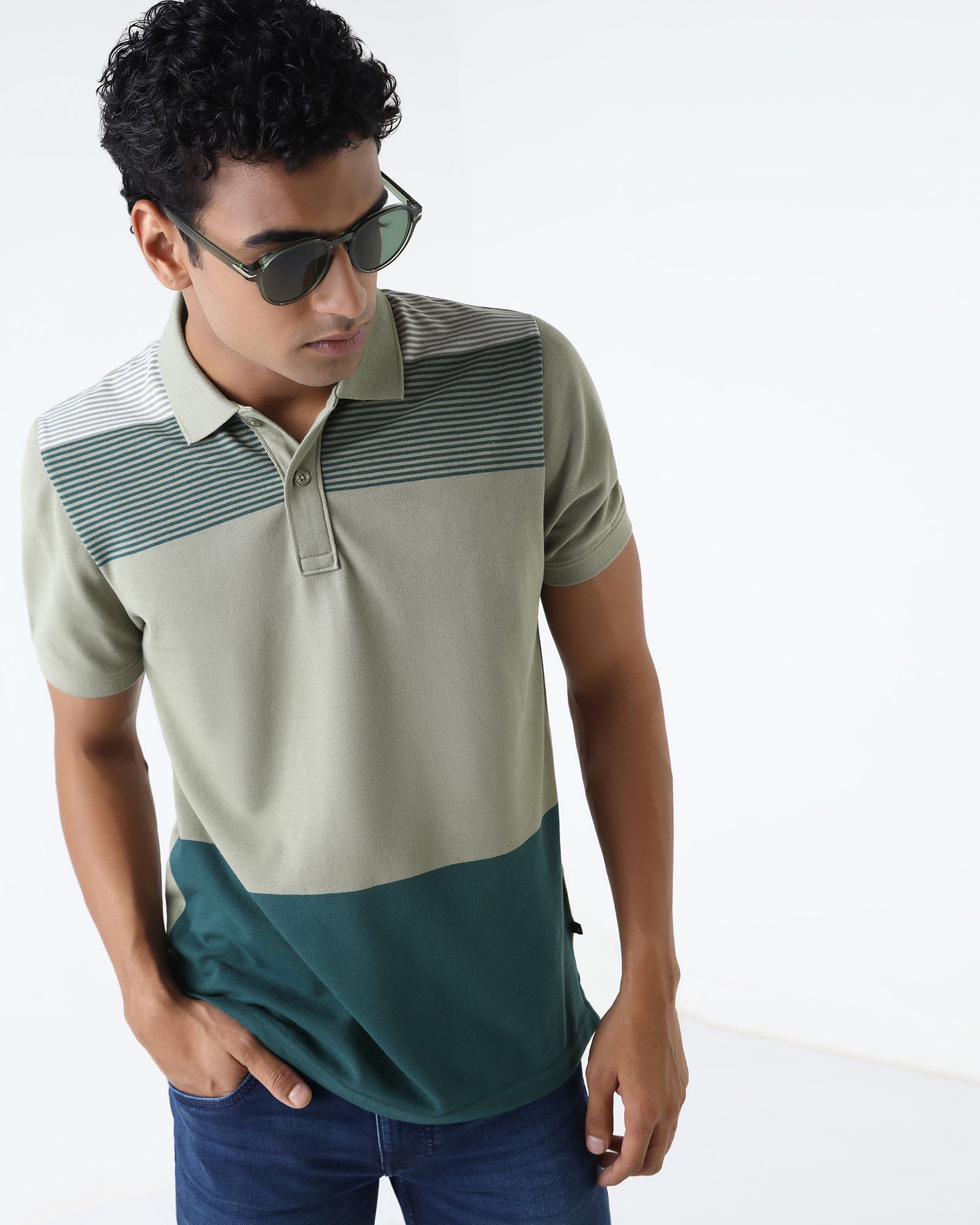 Green Stripe Polo - Orson