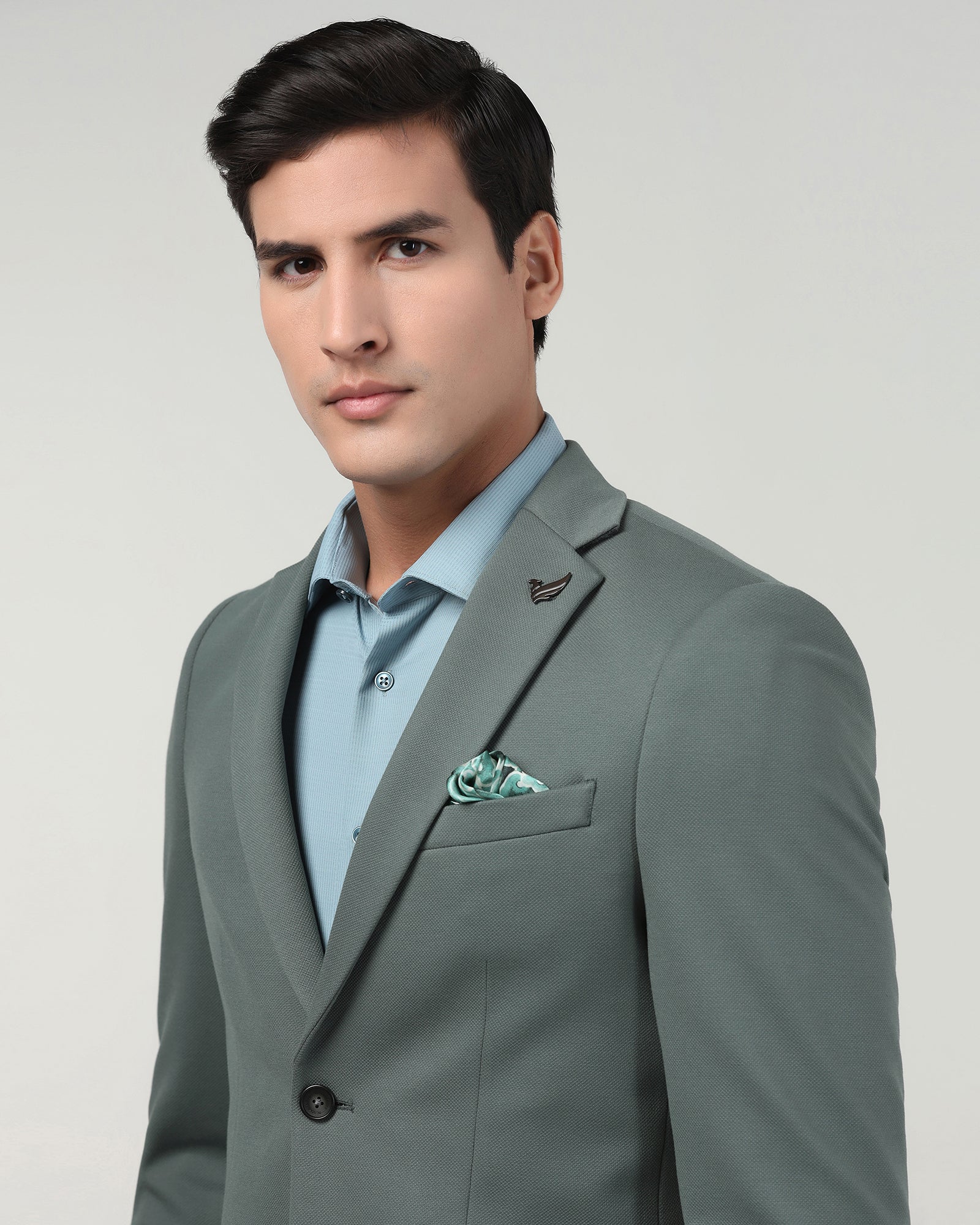 Green Textured Blazer - Lionel