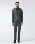 Green Three Piece Textured Suit - Zeny