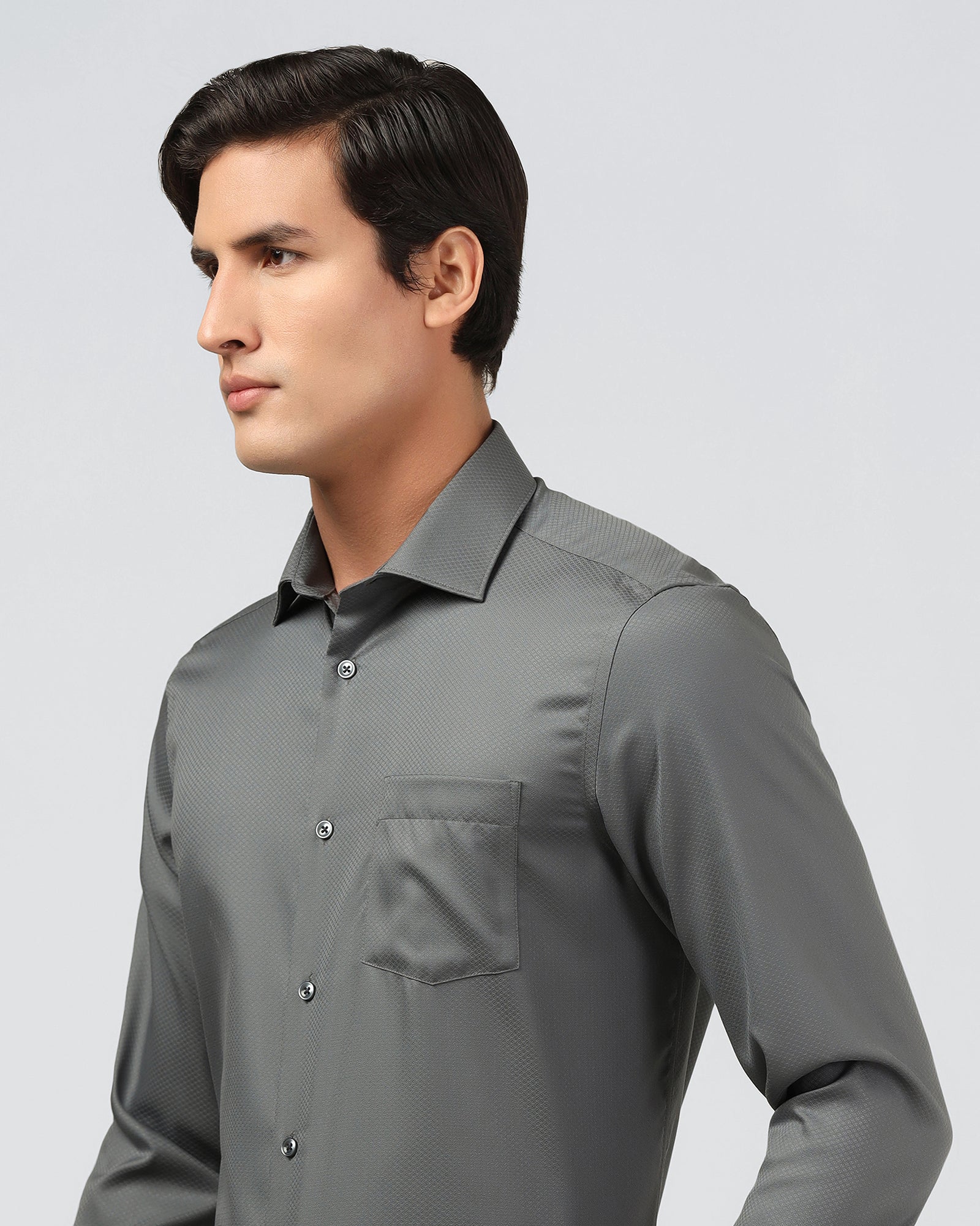 Grey Non Iron Textured Shirt - Erik