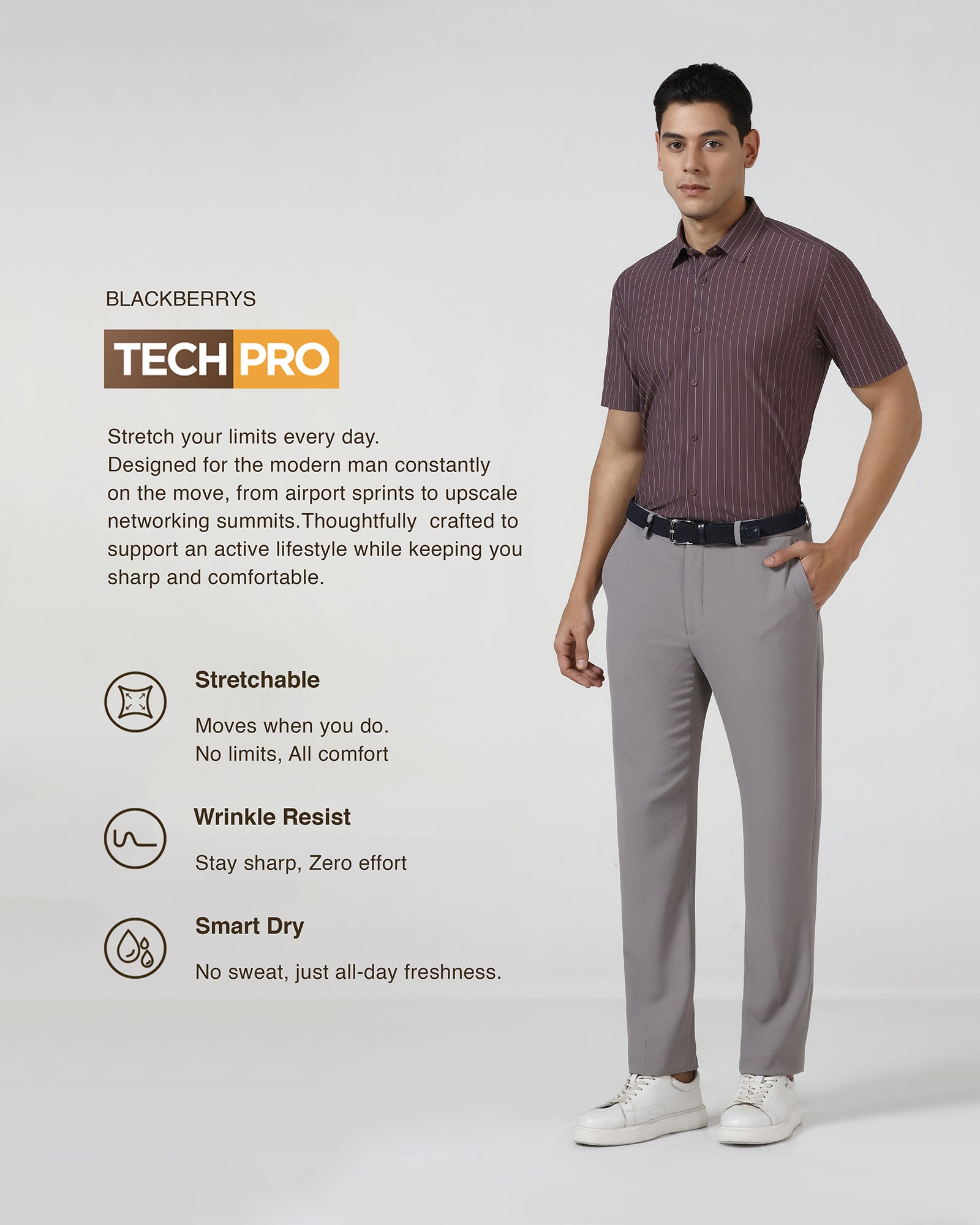 Grey TechPro Stripe Trouser - Martini