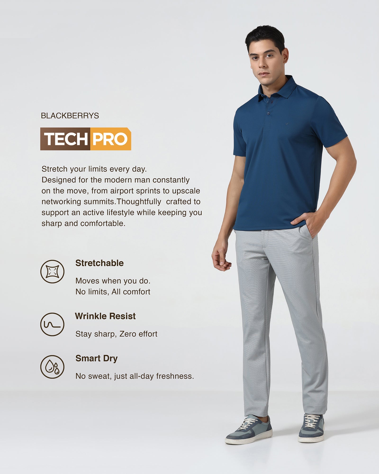 Grey TechPro Textured Trouser - Wayne