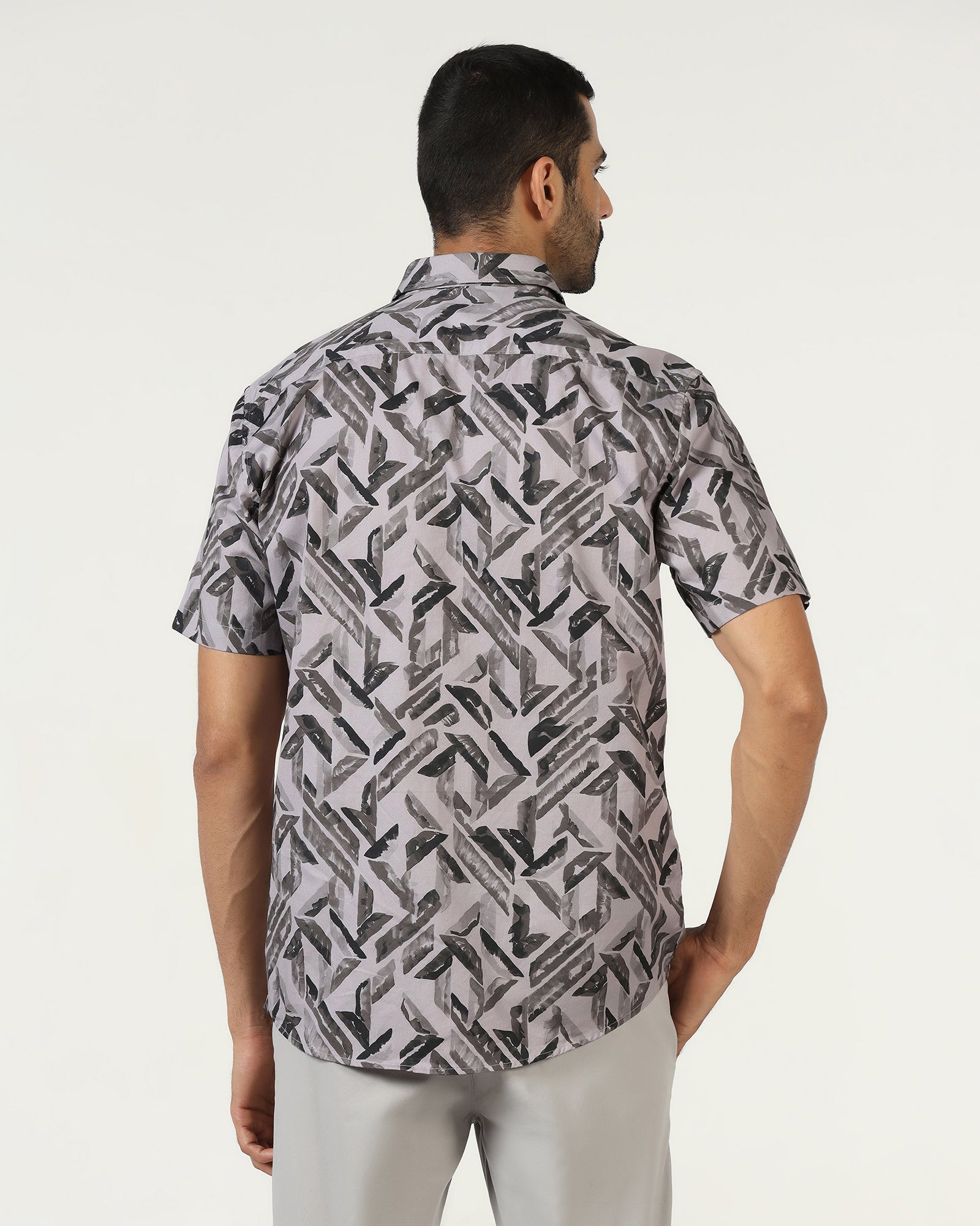 Grey Half Sleeve Printed Shirt - Volmer