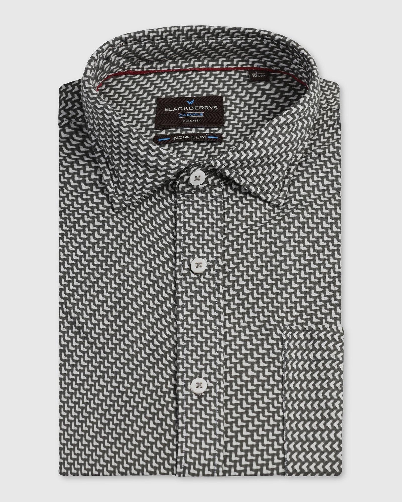 Grey Half Sleeve Textured Shirt - Durlan