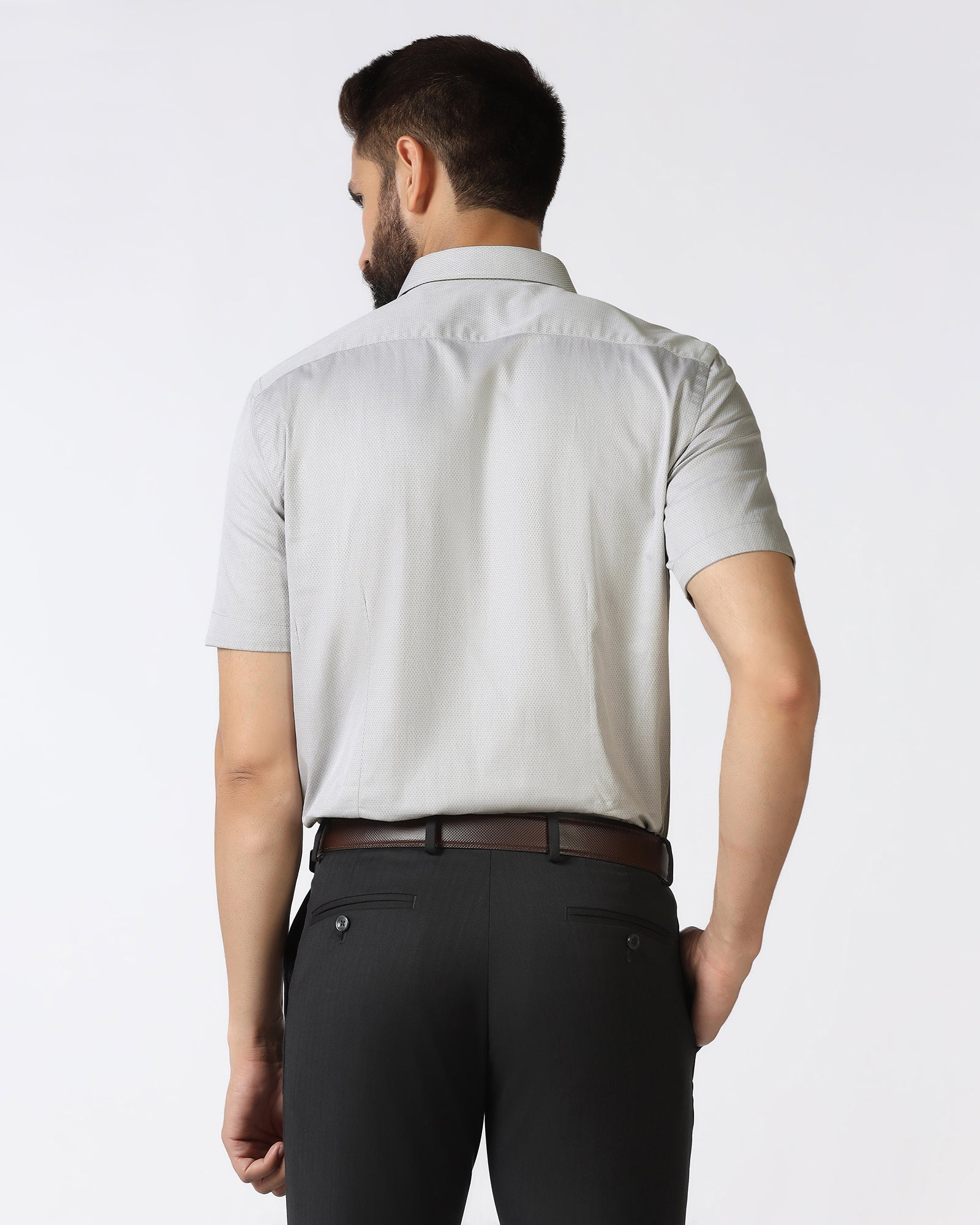 Grey Half Sleeve Textured Shirt - Ryan