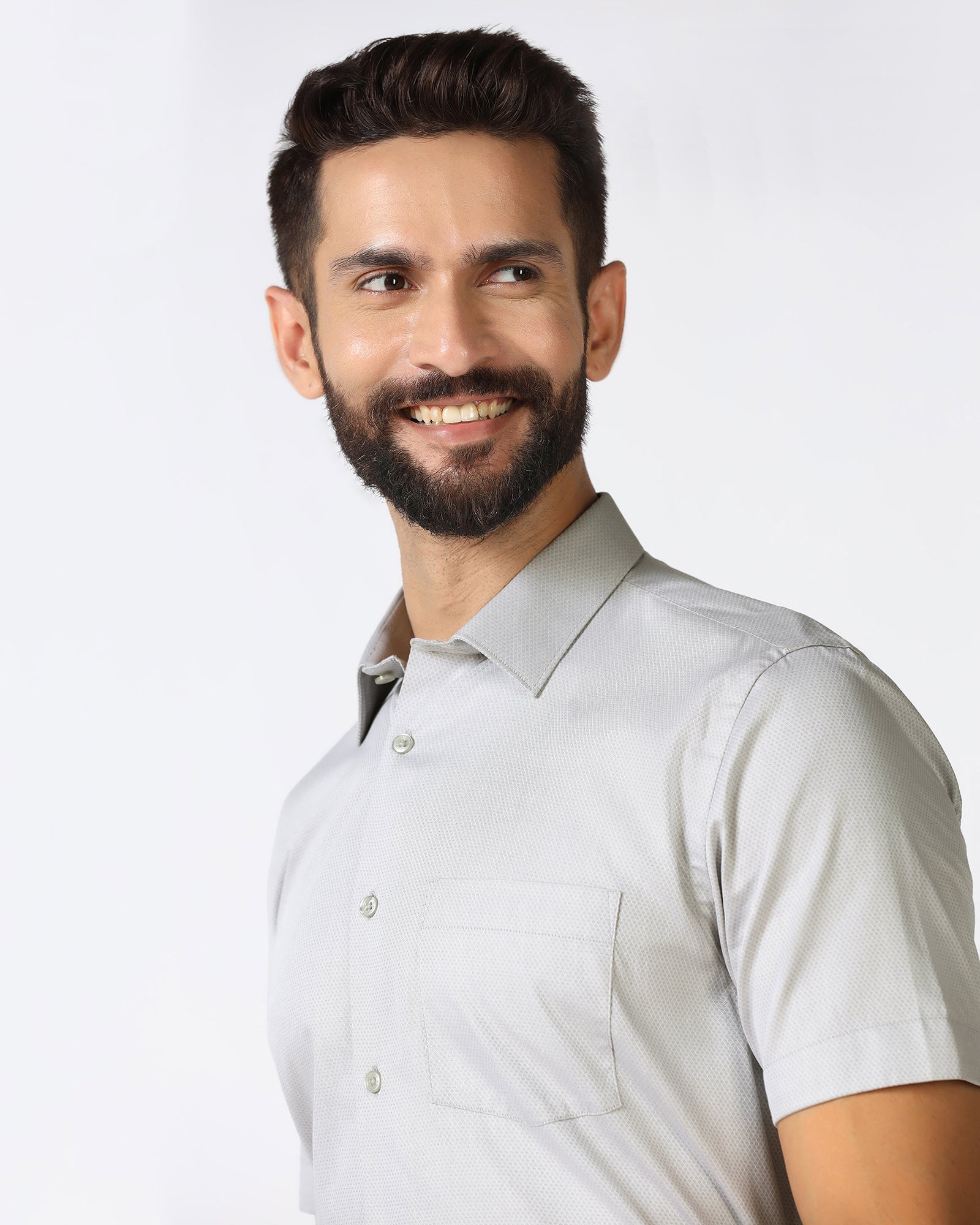 Grey Half Sleeve Textured Shirt - Ryan