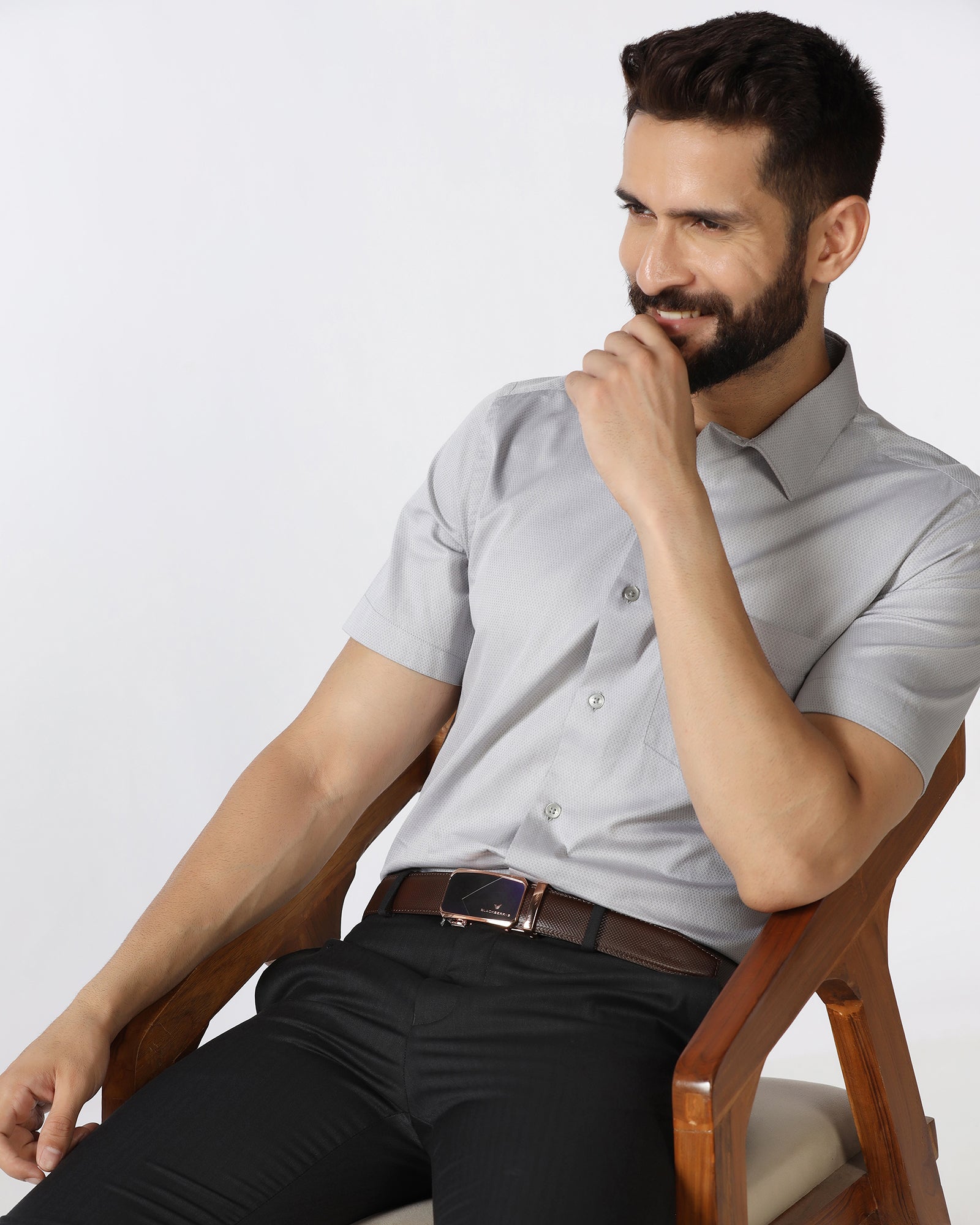 Grey Half Sleeve Textured Shirt - Ryan