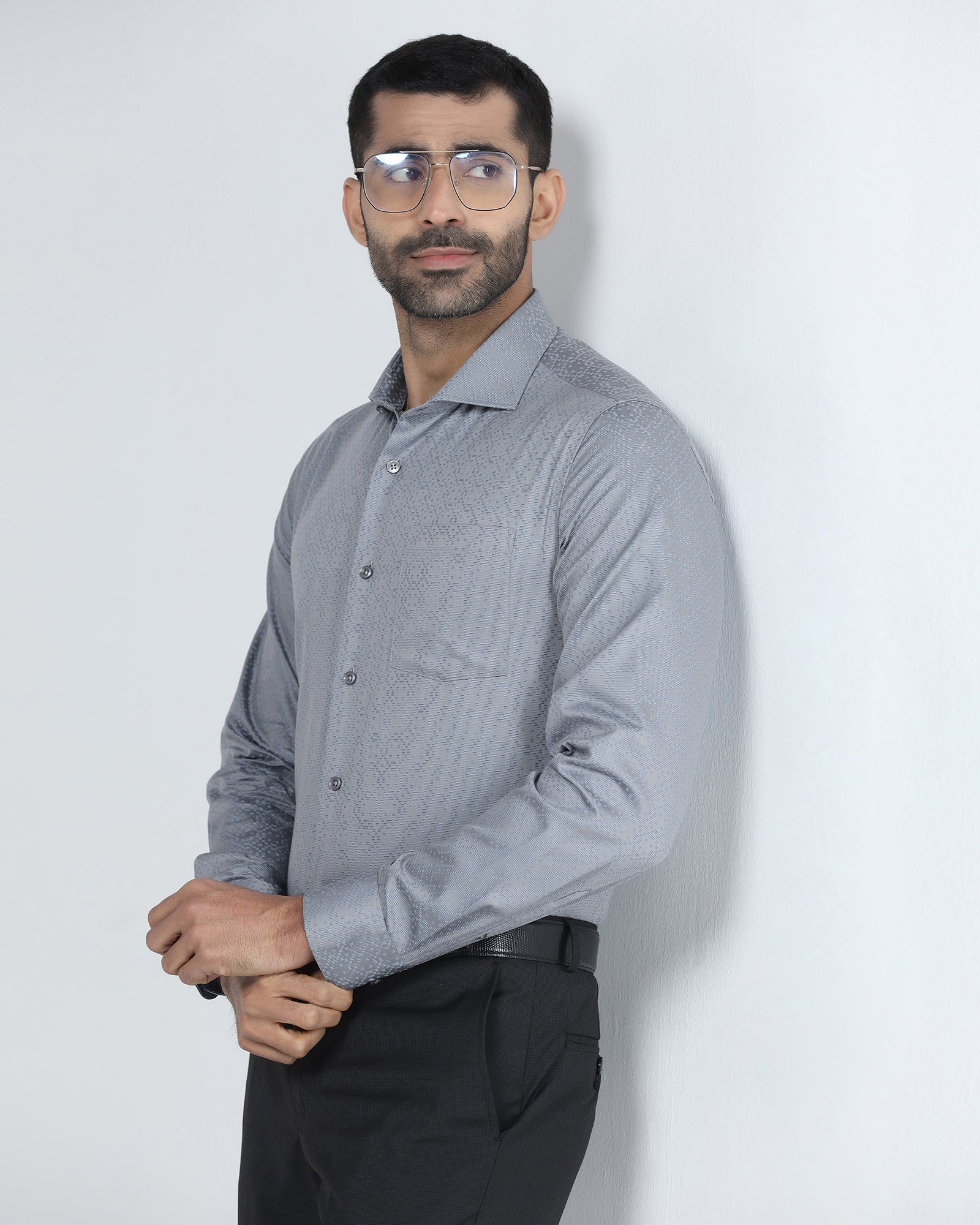 Grey Jacquard Shirt - Alton