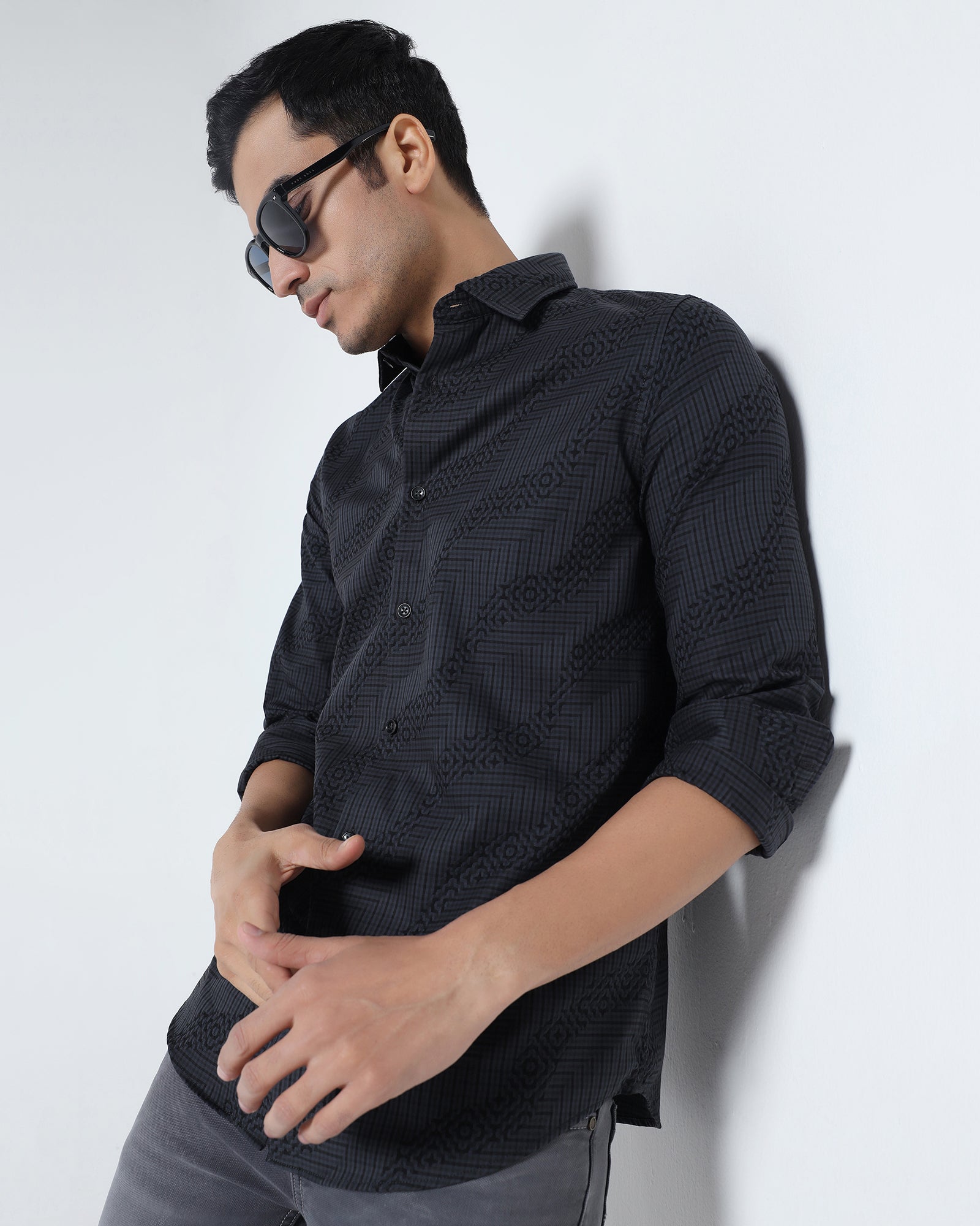 Grey Jacquard Shirt - Neol