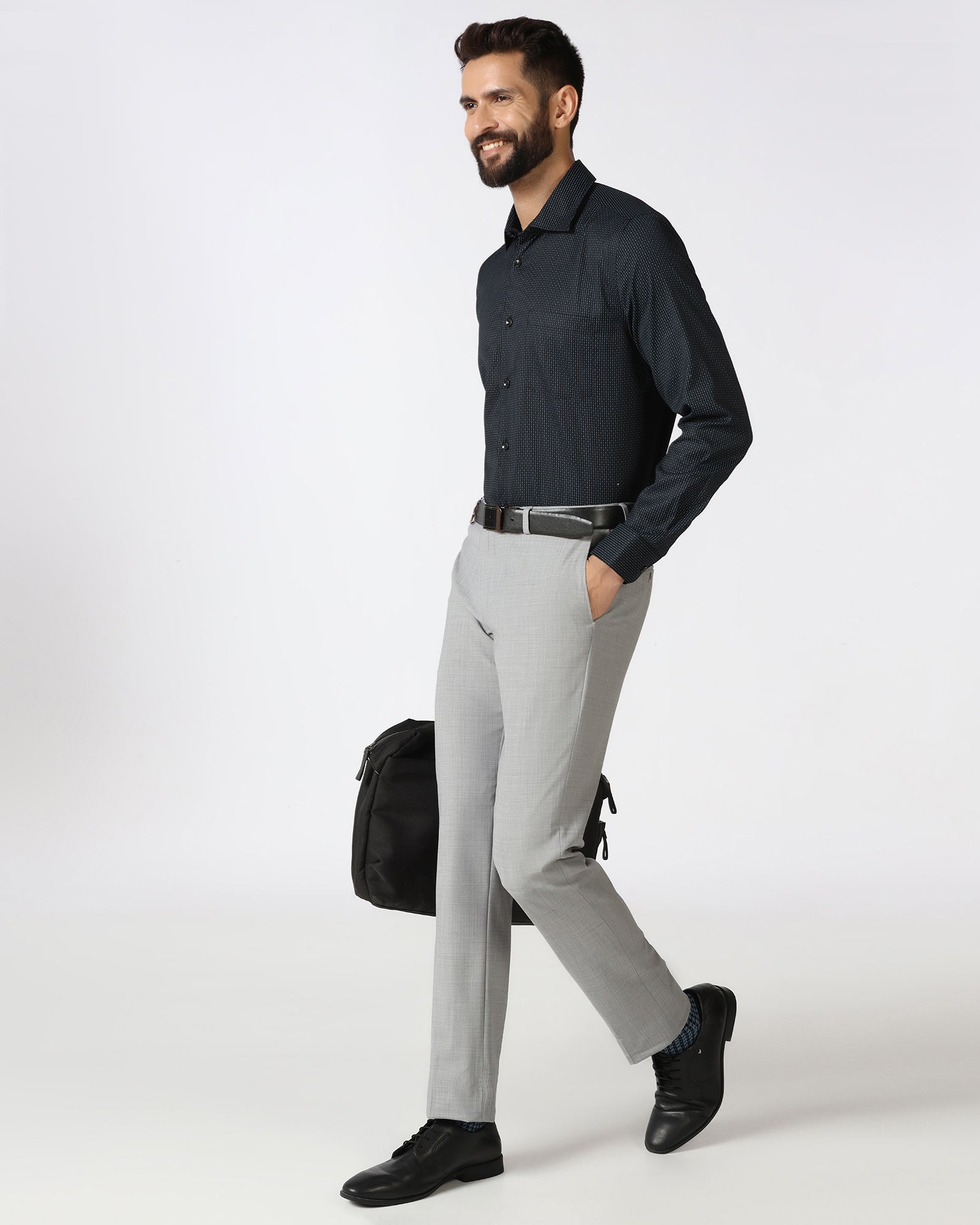 Grey Luxe Check Trouser - Portwine
