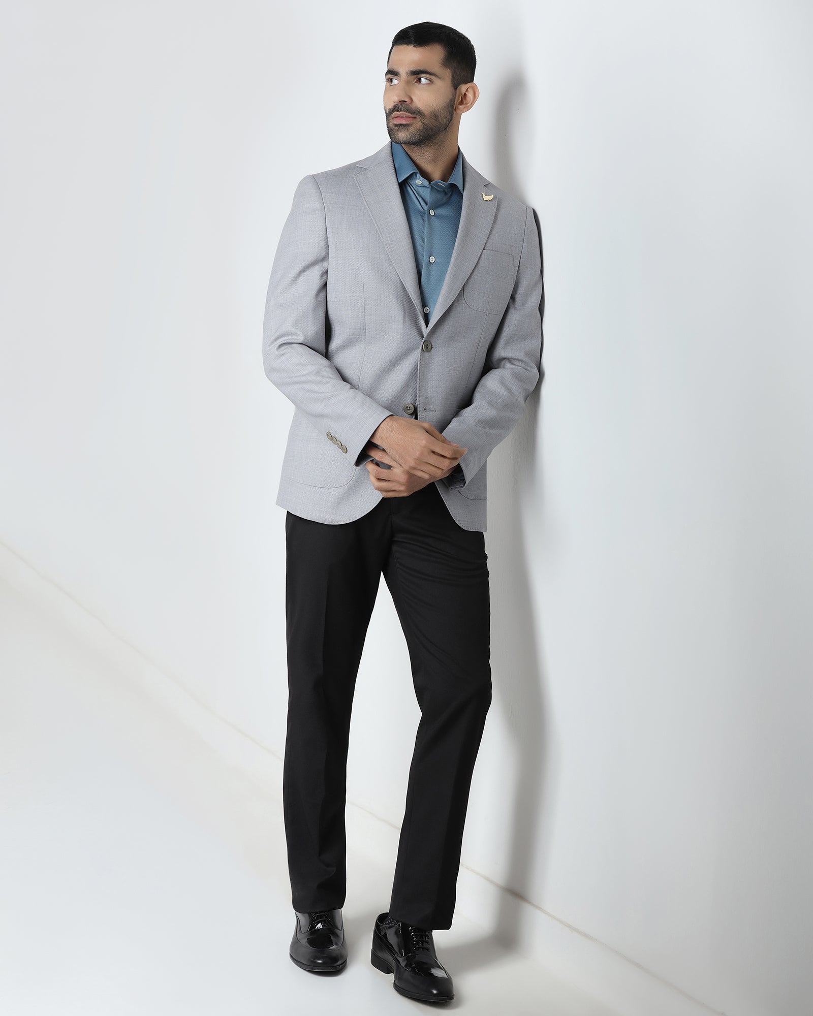 Grey Luxe Solid Blazer - Randal