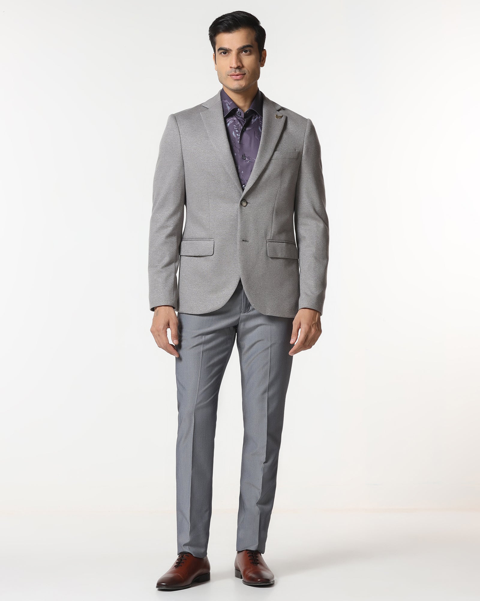 Grey Luxe Textured Blazer - Baleno