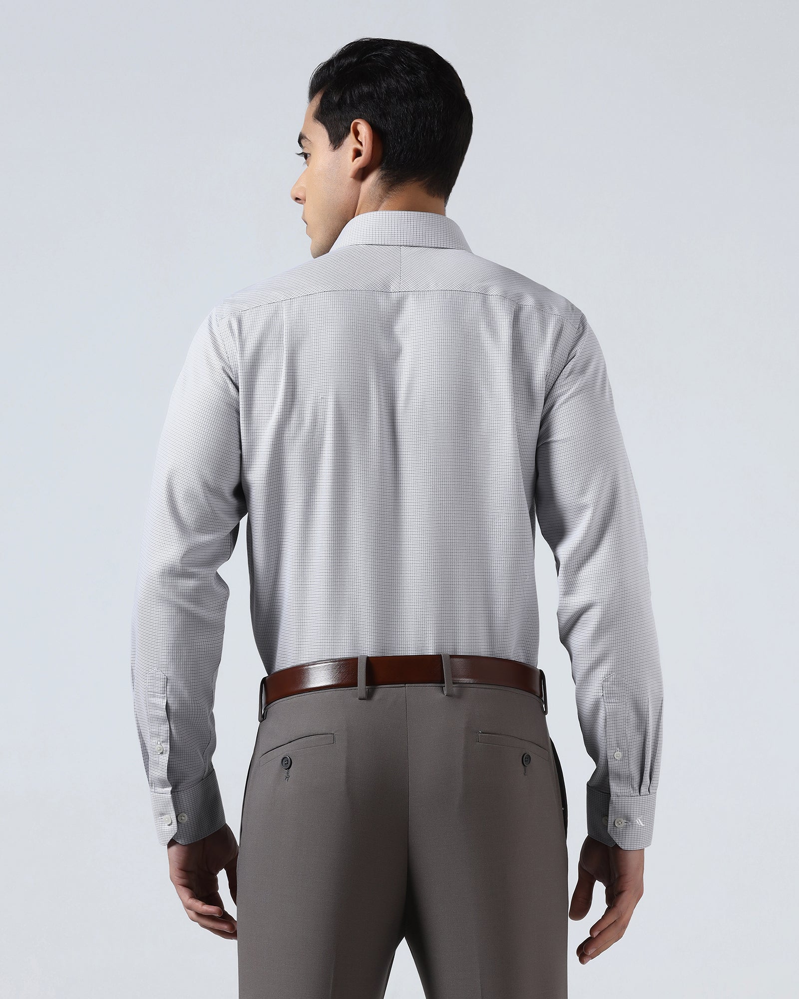 Grey Non Iron Textured Shirt - Ethan