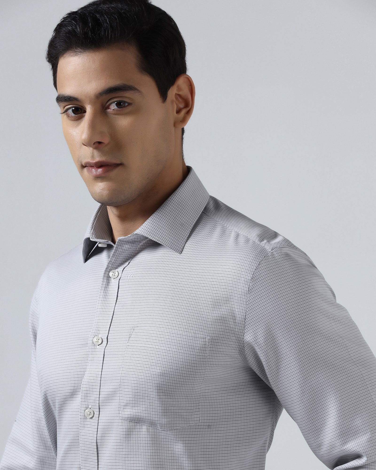 Grey Non Iron Textured Shirt - Ethan