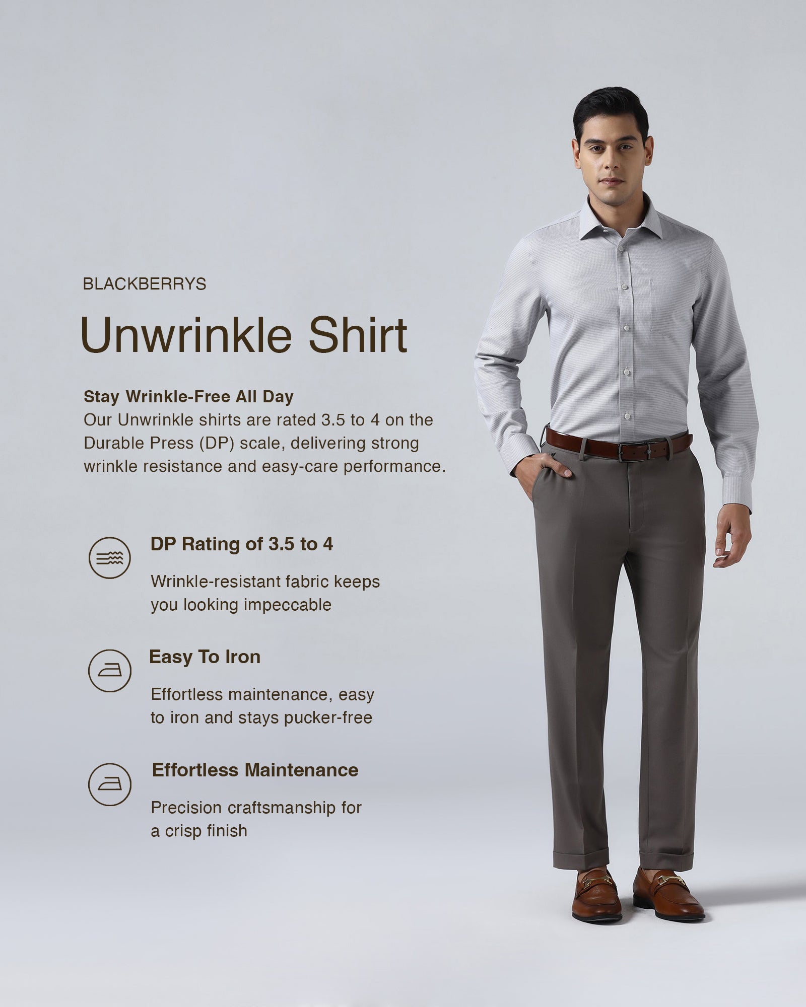 Grey Non Iron Textured Shirt - Ethan