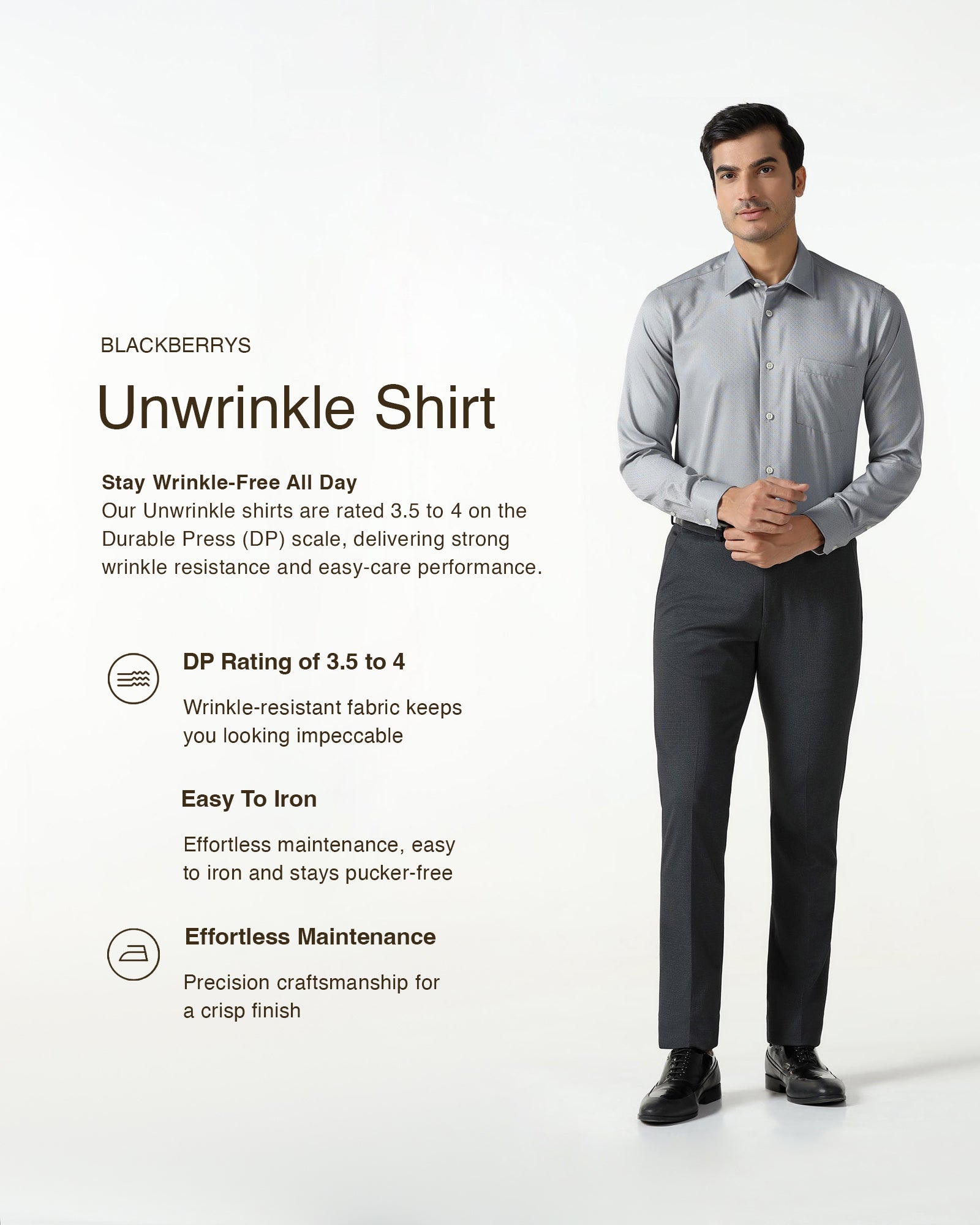 Grey Unwrinkle Textured Shirt - Relate