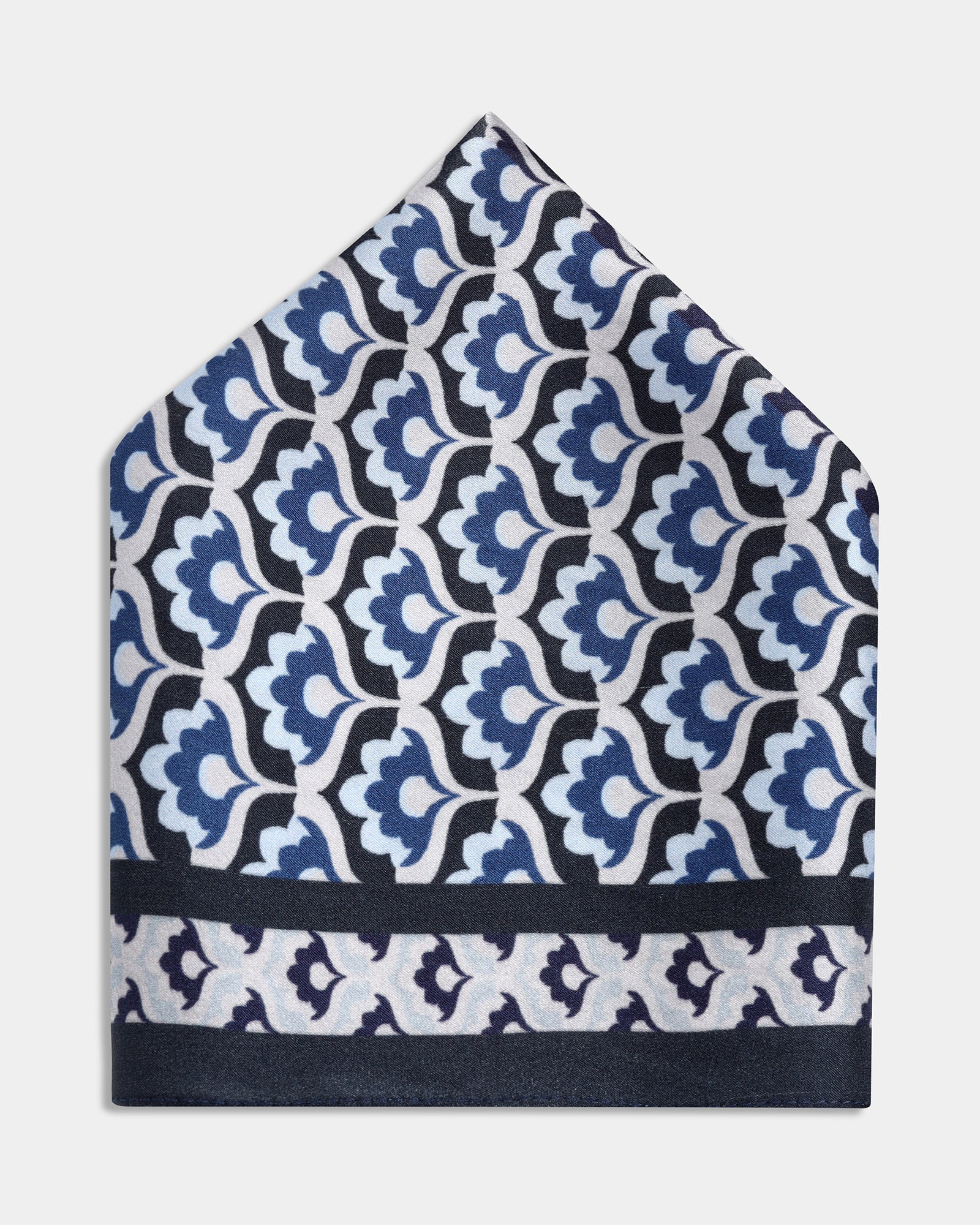 Grey Printed 100% Silk Pocket Square - Abuzz