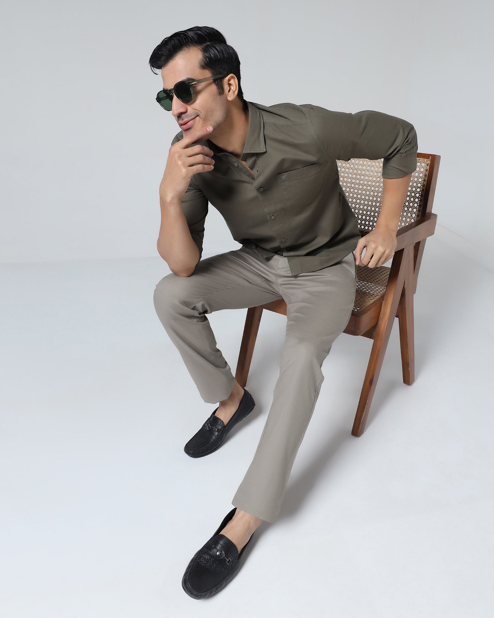 Grey Solid Khakis - Marley