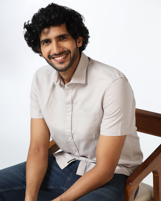 Grey Half Sleeve Solid Shirt - Axar